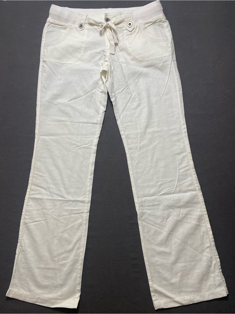 Vanity Women’s Size Medium Cream Wide-Leg Drawstring Linen Pants